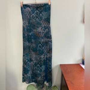 Urban Outfitters Teal and Brown Strapless Dress